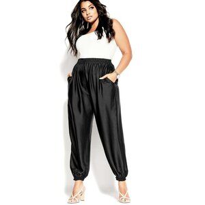 NWT City Chic Relaxed Class Dress Jogger Pants in Satin Black